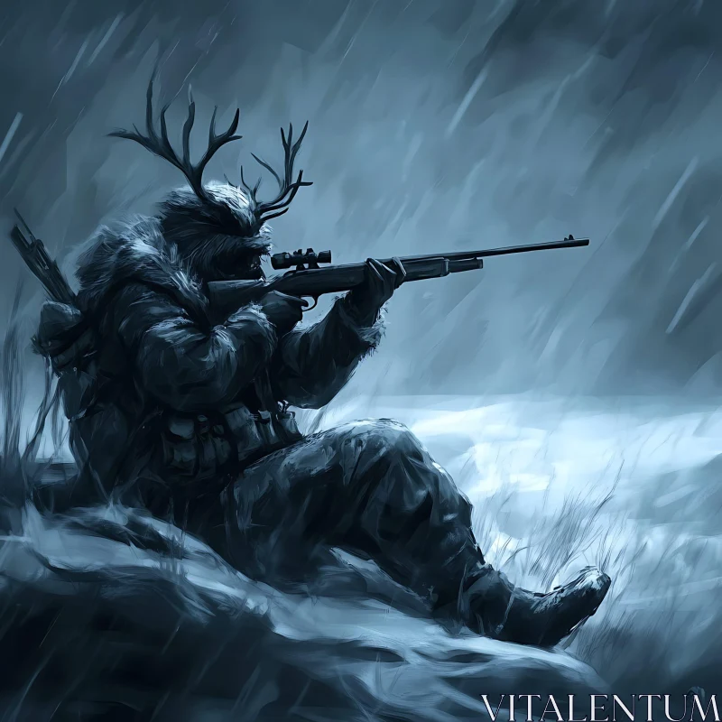 Antlered Marksman: A Winter's Vigil