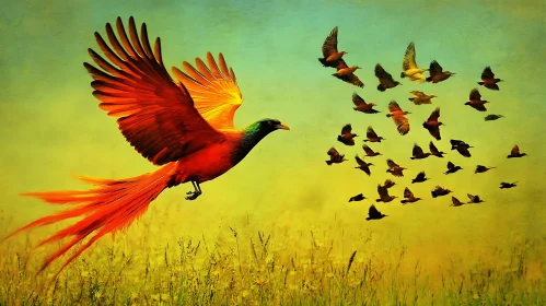 Fiery Bird in Flight