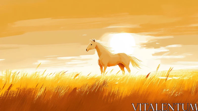 Equine Beauty in Sunset AI Image