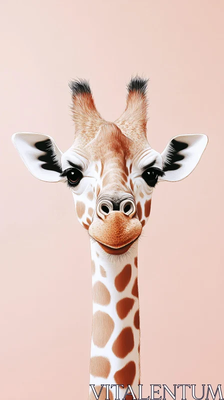Expressive Giraffe with Soft Peach Background