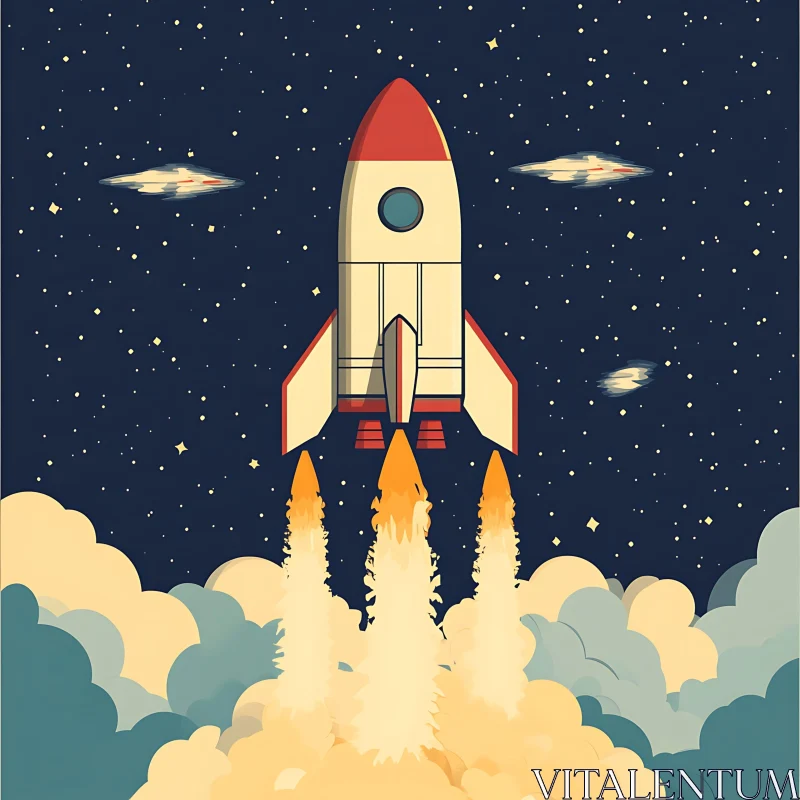 Stylized Rocket Ascending to Space