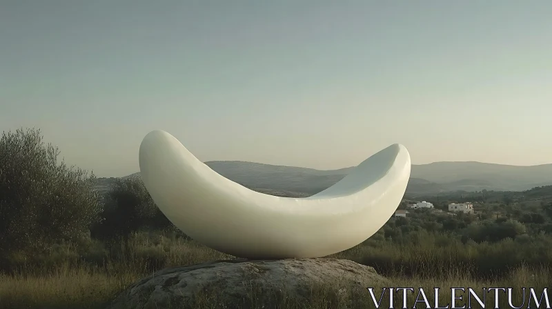 Crescent Sculpture on Rock Formation