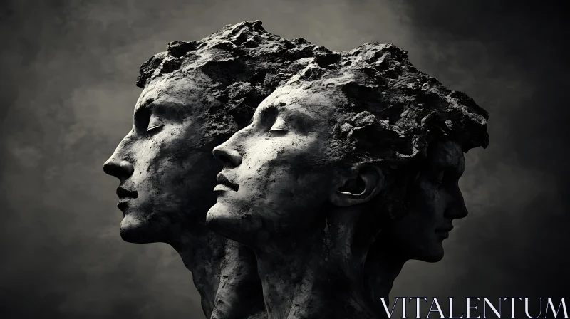 Three Stone Faces in Profile