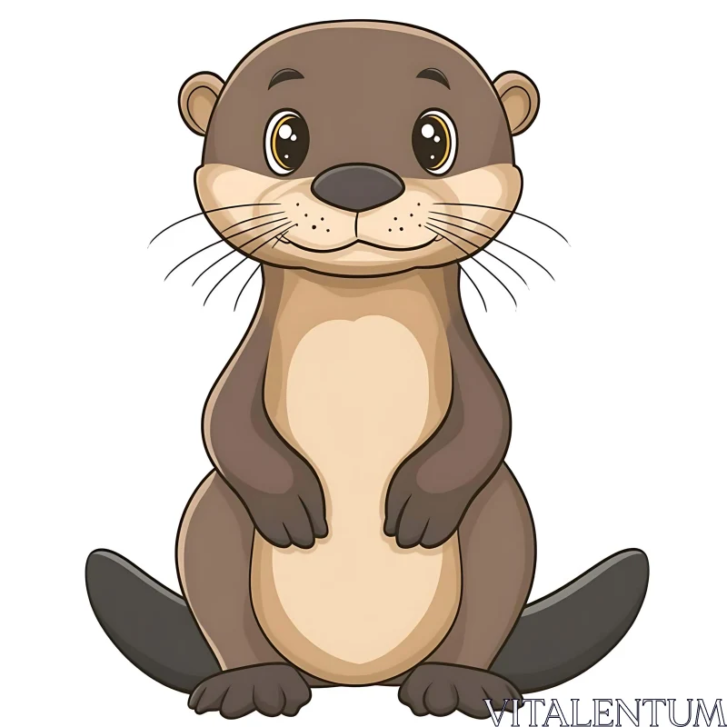 Adorable Otter Cartoon Art AI Image