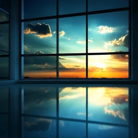 Window View of Sunset Reflection