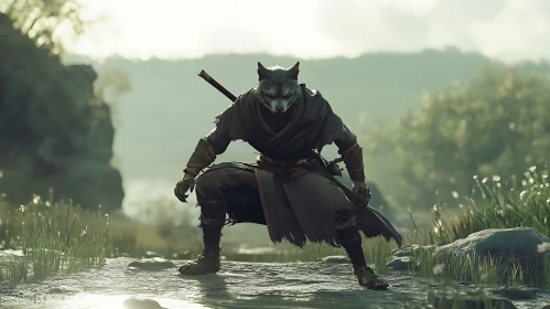 Fierce Wolf Warrior in Action