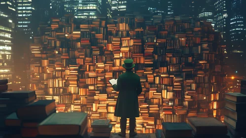 Urban Library Scene with Reader