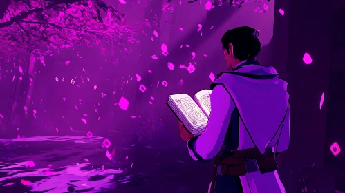 Mystical Book in a Magical Forest