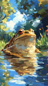 Frog in Vibrant Forest Scene
