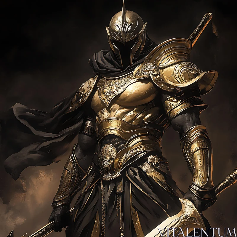 Mystic Swordsman in Gold Armor