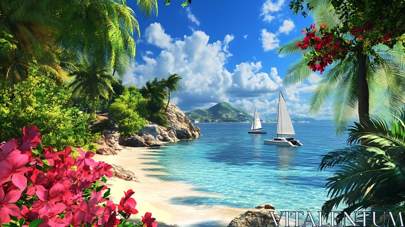 Tropical Island Getaway with Sailboats