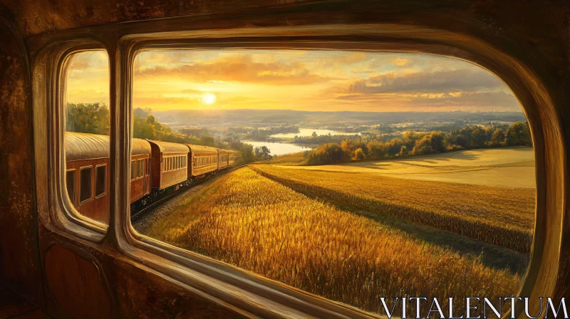 Sunset View from a Train Window AI Image