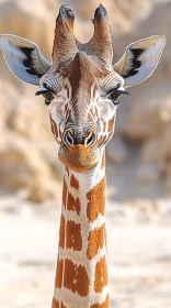 Wild Giraffe Portrait Under Sunlit Sands