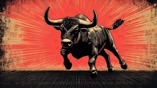 Powerful Bull in Artistic Design