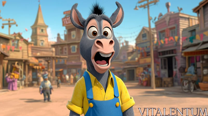 Comical Donkey in Western Setting
