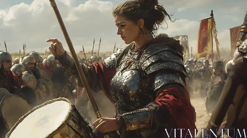 Armored Woman Before the Legion