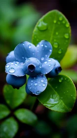 Blue Flowers with Dew Drops - A Nature's Artwork