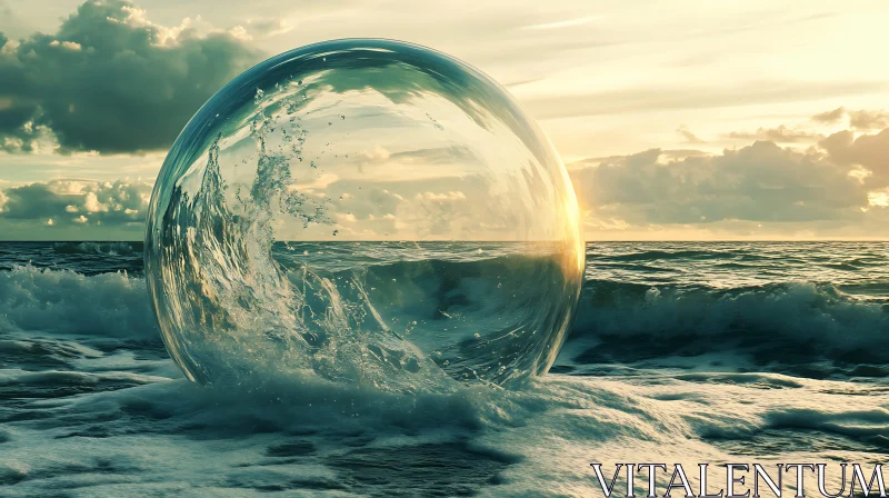 Glass Orb on the Ocean Waves