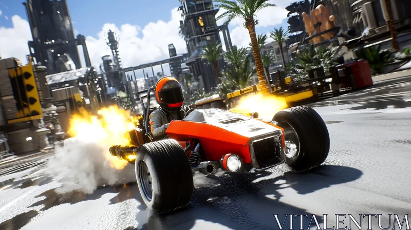 Urban Race: Red Car on Fire