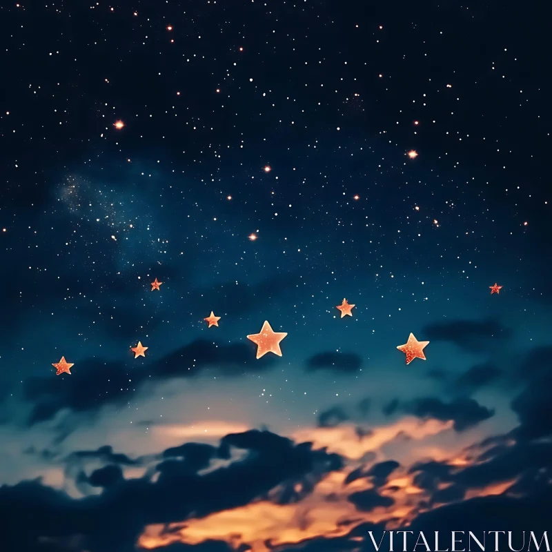 Celestial Starscape with Floating Stars