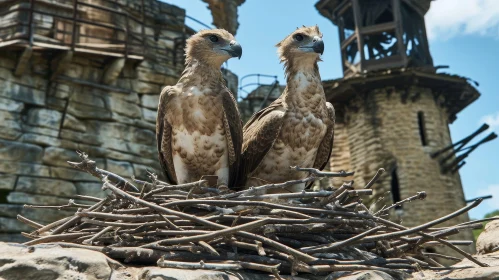 Captivating Image of Birds of Prey in a Nest