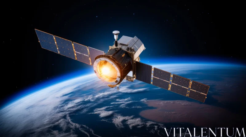 Captivating Image of Satellite Orbiting Earth | Futuristic Space Exploration AI Image