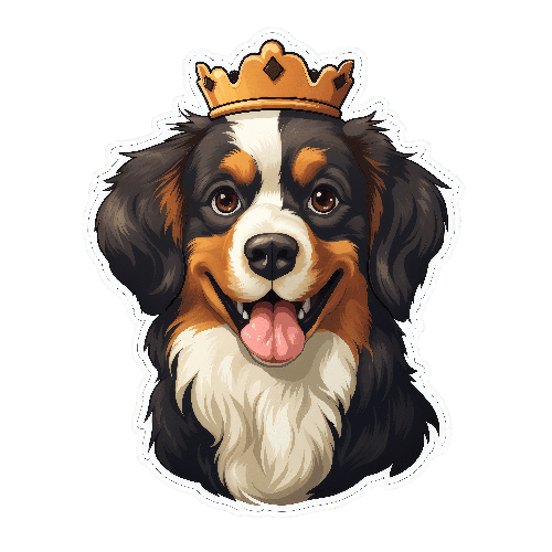 POD Design Cartoon Dog with Golden Crown - Royal Canine Illustration