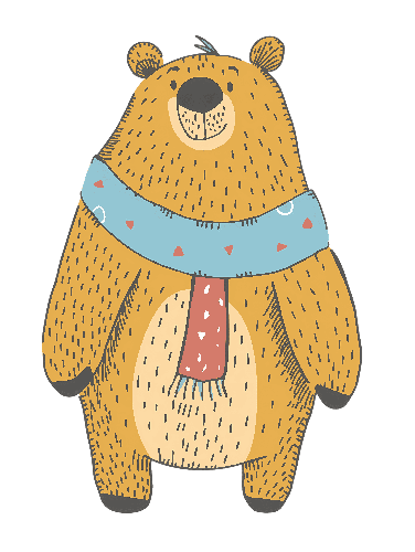Cheerful Cartoon Bear with Scarf Illustration