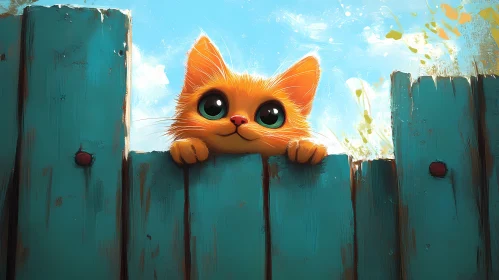Inquisitive Kitten and Rustic Fence