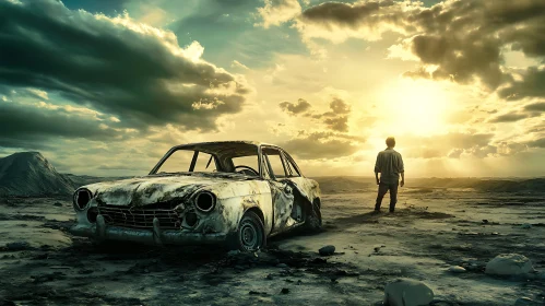 Wasteland Wanderer: A Scene of Solitude