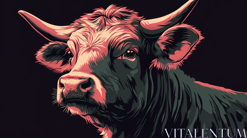 Artistic Cow Head Illustration