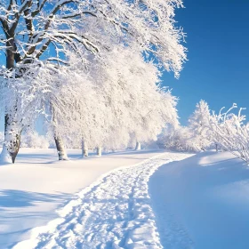 Winter Wonderland with Snowy Trees and Path