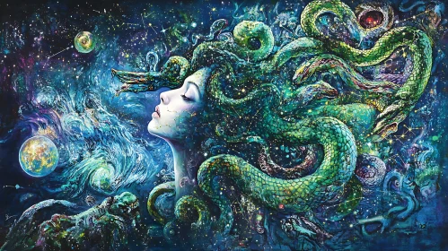 Celestial Medusa: A Starry Portrait