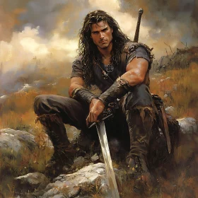 Seated Warrior with Sword