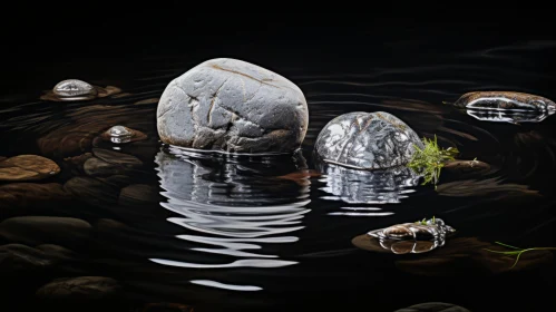 Exquisite Still Life of Rocks and Reflections in Water
