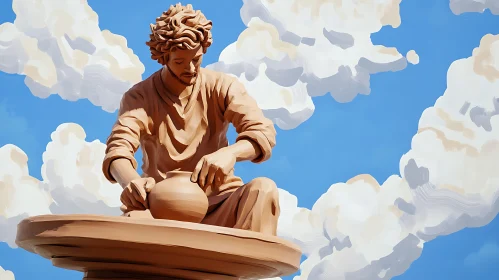 Clay Sculptor with Sky Background