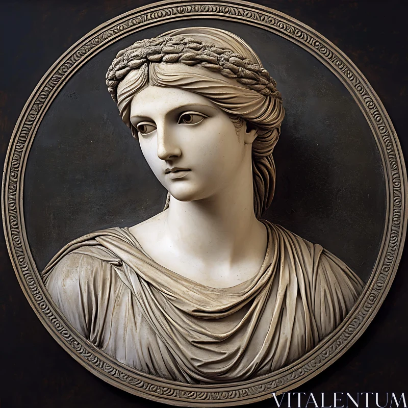 Classical Female Portrait in Marble