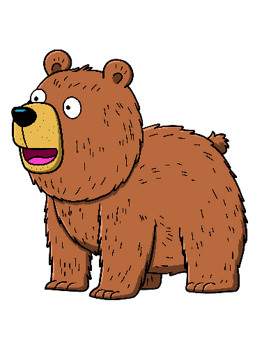 Friendly Cartoon Bear on a Green Background
