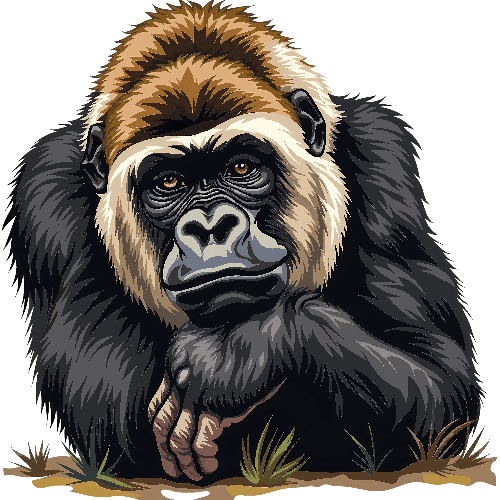 Gorilla Portrait T-Shirt Design on Transparent Background