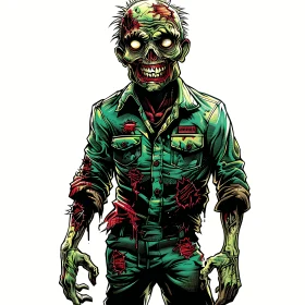 Green-Skinned Menacing Zombie - Digital Illustration