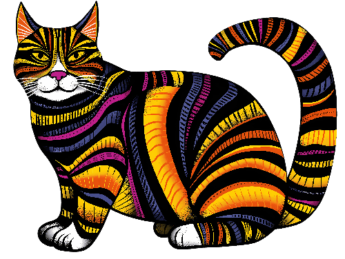 Multicolored Geometric Cat Illustration