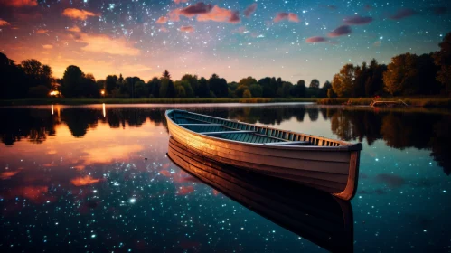 Starry Night on the Lake: A Serene Boat Voyage