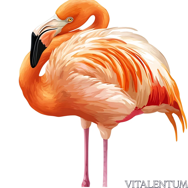 Graceful Flamingo in Shades of Orange and Pink AI Image