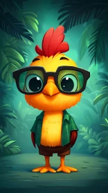 Animated Chicken with Glasses