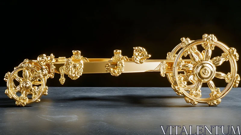 AI ART Ornate Golden Chariot with Lion Emblems