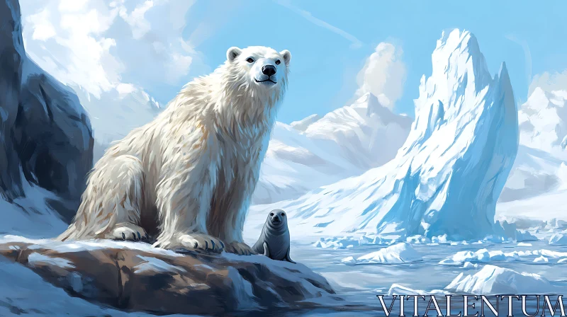 AI ART Arctic Companions: Polar Bear and Seal