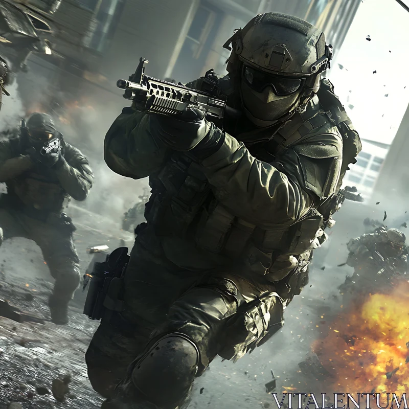 Soldiers in Action: Urban Warfare AI Image