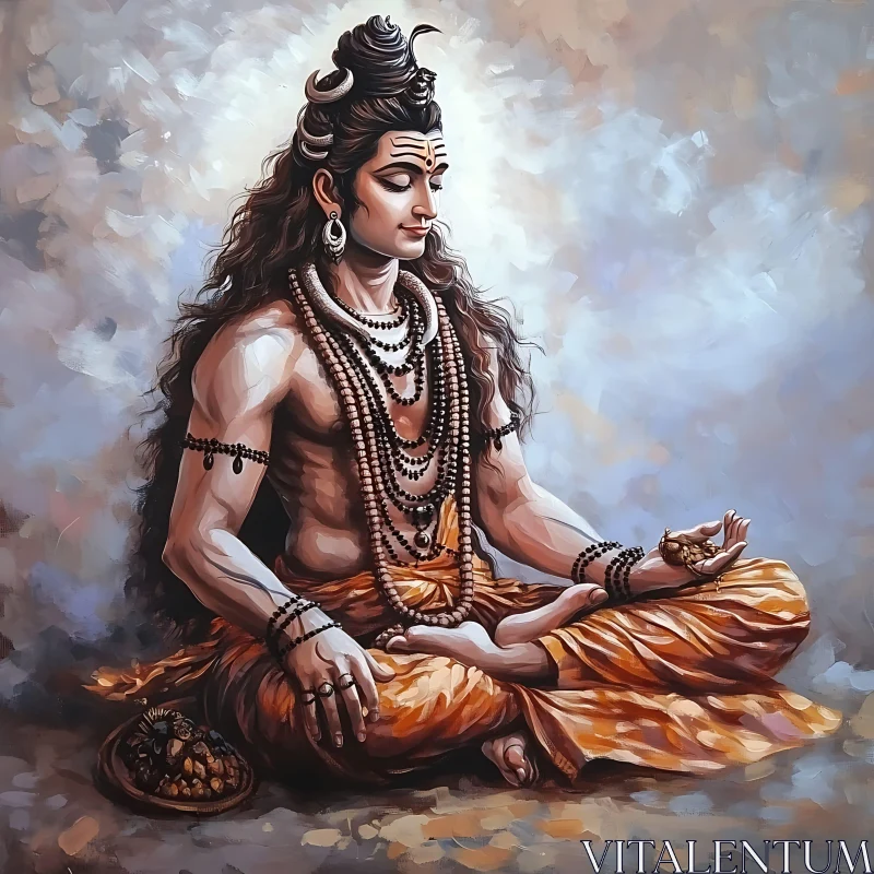 Serene Hindu Deity in Lotus Position AI Image