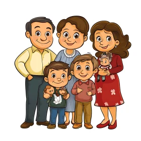 Cartoon Family Smiling Together