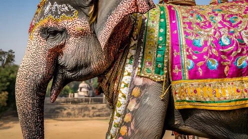 Indian Elephant with Ornaments